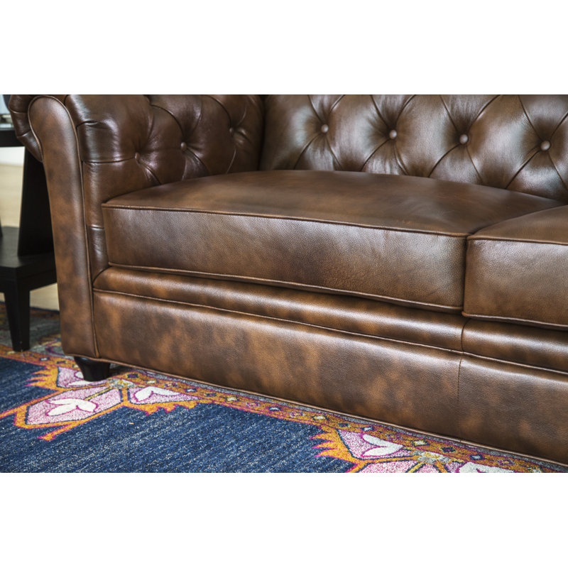 Owen Upholstered 84'' Sofa, Brown Top Grain Leather