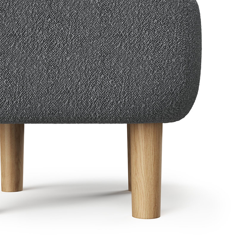 Kamar 41cm Wide Square Solid Colour Footstool Ottoman, Grey