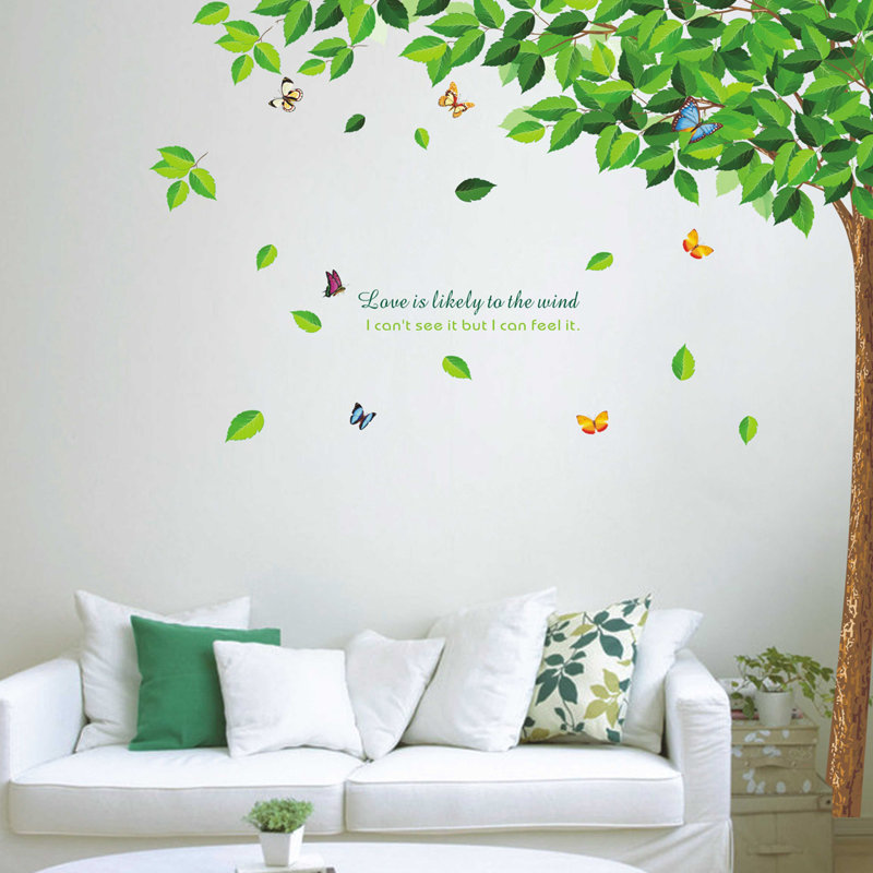 Décalcomanie murale feuilles vertes de chute