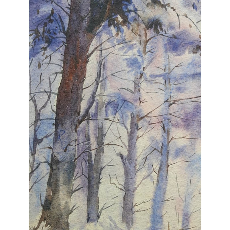 Forêt d'hiver | Aquarelle sur papier | Par Susanta Mondal
