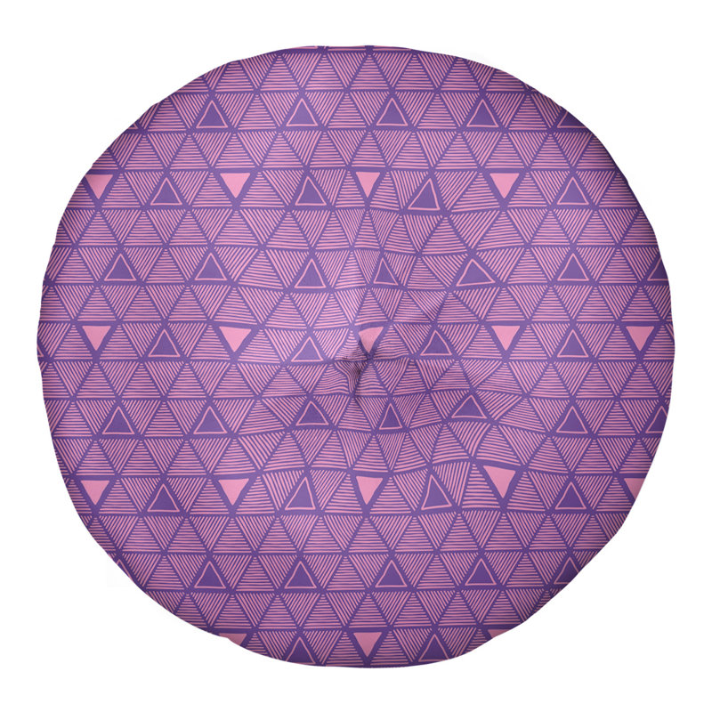Classic Hand Drawn Triangles Floor Pillow, 30" x 30", Purple/Pink