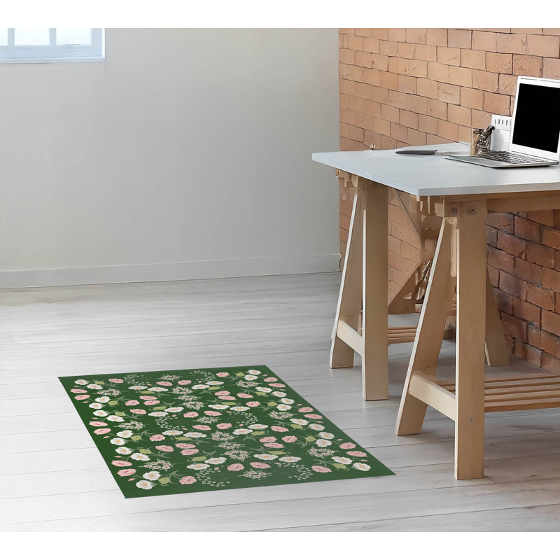 Tapis de bureau fleurs May, L 48 po x P 72 po, Vert