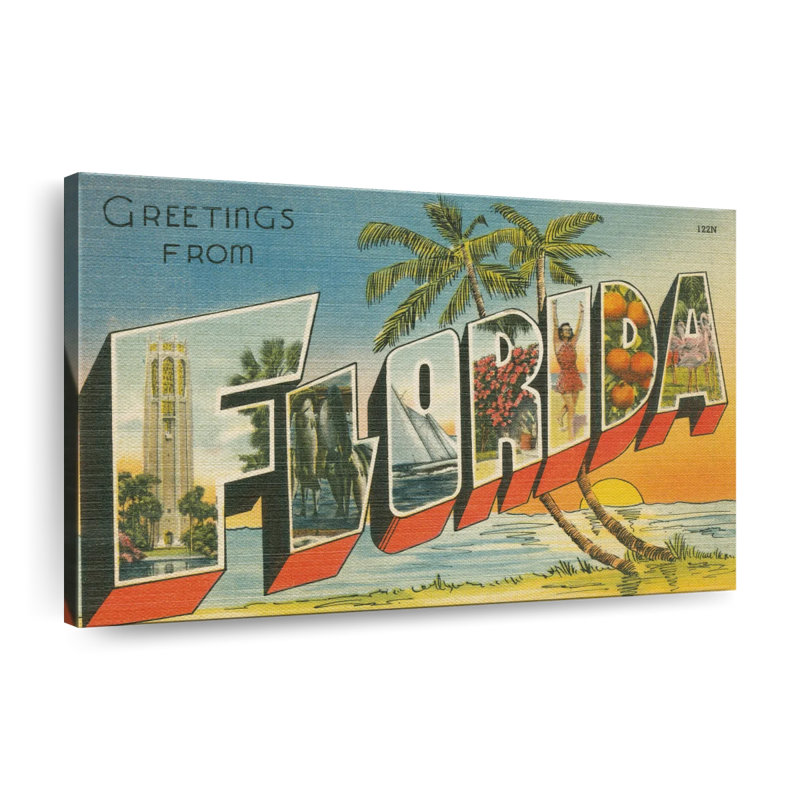 Greetings From Florida Canvas Print, 20" H x 30" W x 1.25" D