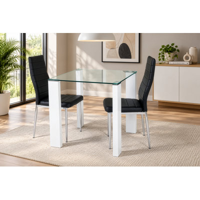 Mentone 2 -Person Glass Dining Set