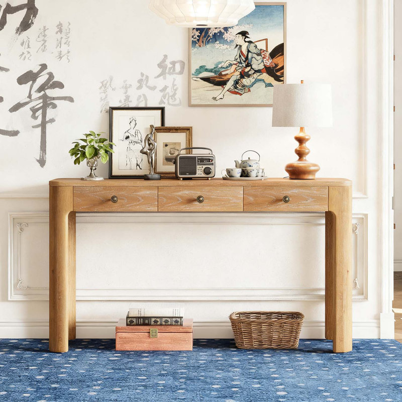 Console rustique avec coins arrondis, Naturel