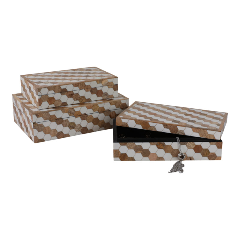 Boîte décorative hexagonale avec couvercle