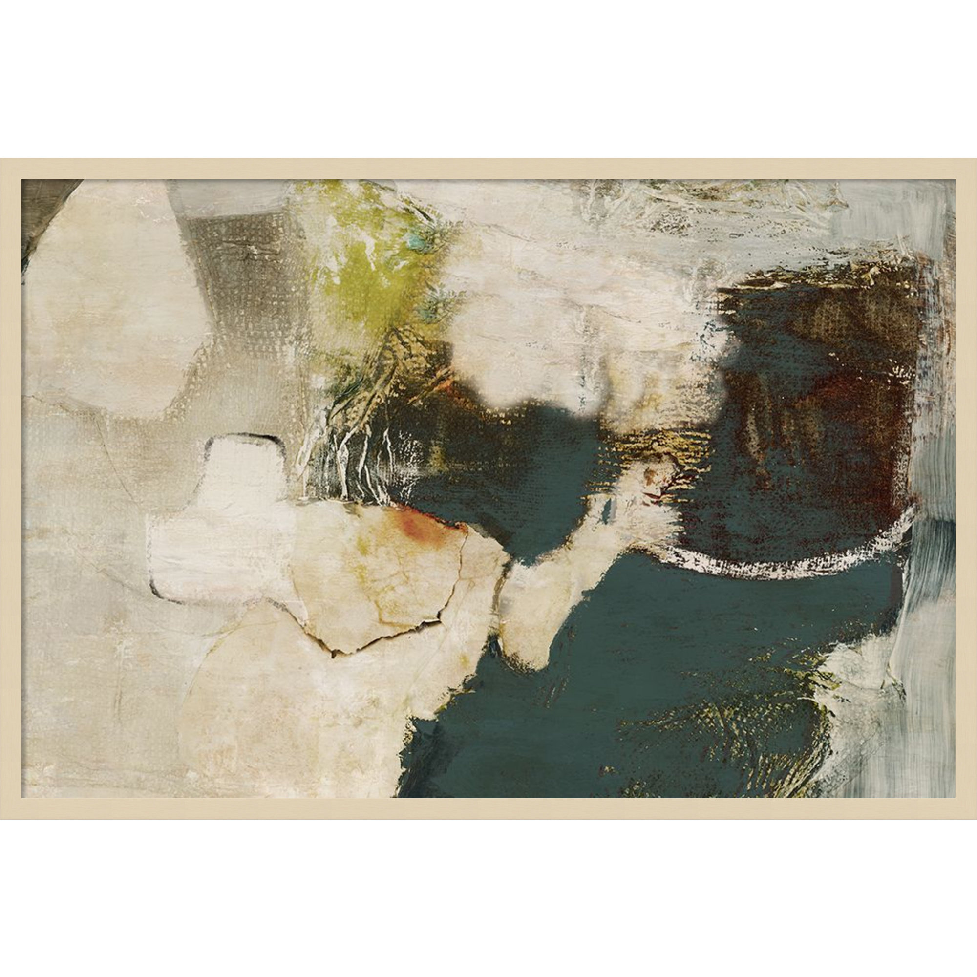 Obscured in Blue by Wood Framed Wall Art Print, 28" H x 41" W, Brown