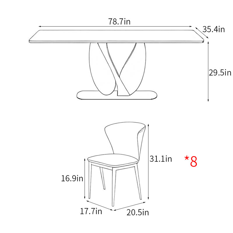 Italian style simple rectangular dining table sets