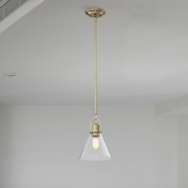 Luminaire suspendu conique à 1 lumière June, Laiton rétro, H 11,5 po x l 8 po x P 8 po