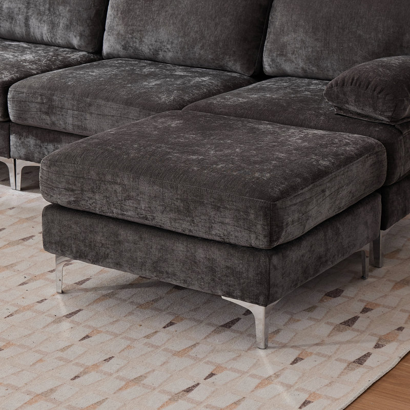 Canapé modulaire surdimensionné modulaire en chenille, Gris foncé
