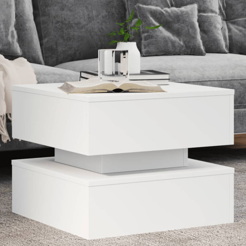 Table basse avec lumières DEL 19,7 po x 19,7 po x 15,7 po, Blanc