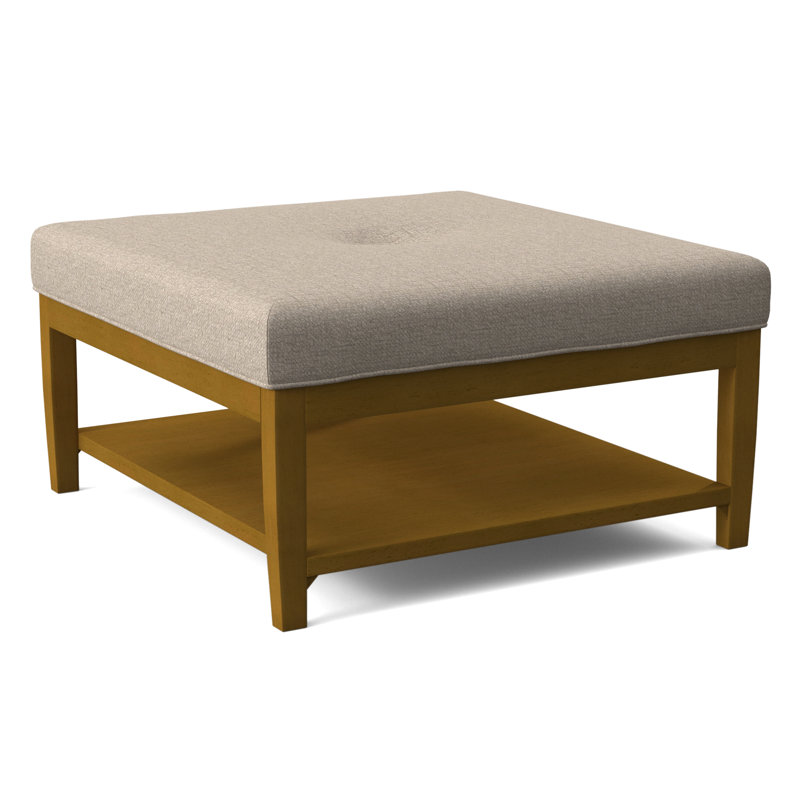 Hammond Square Ottoman, Antique Black Finish, Eggshell Crypton Performance; 0884-93