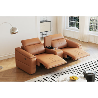 Upholstered 36.42 " Leather Power Reclining Loveseat