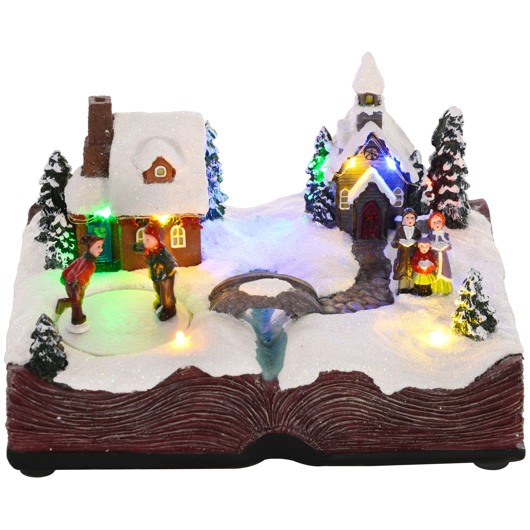 Astoria Grand Christmas Village on an Open Bible with LED Lights and ...
