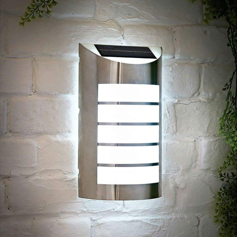 Solalite Silver 35cm H Solar Powered Integrated LED Outdoor Bulkhead Light