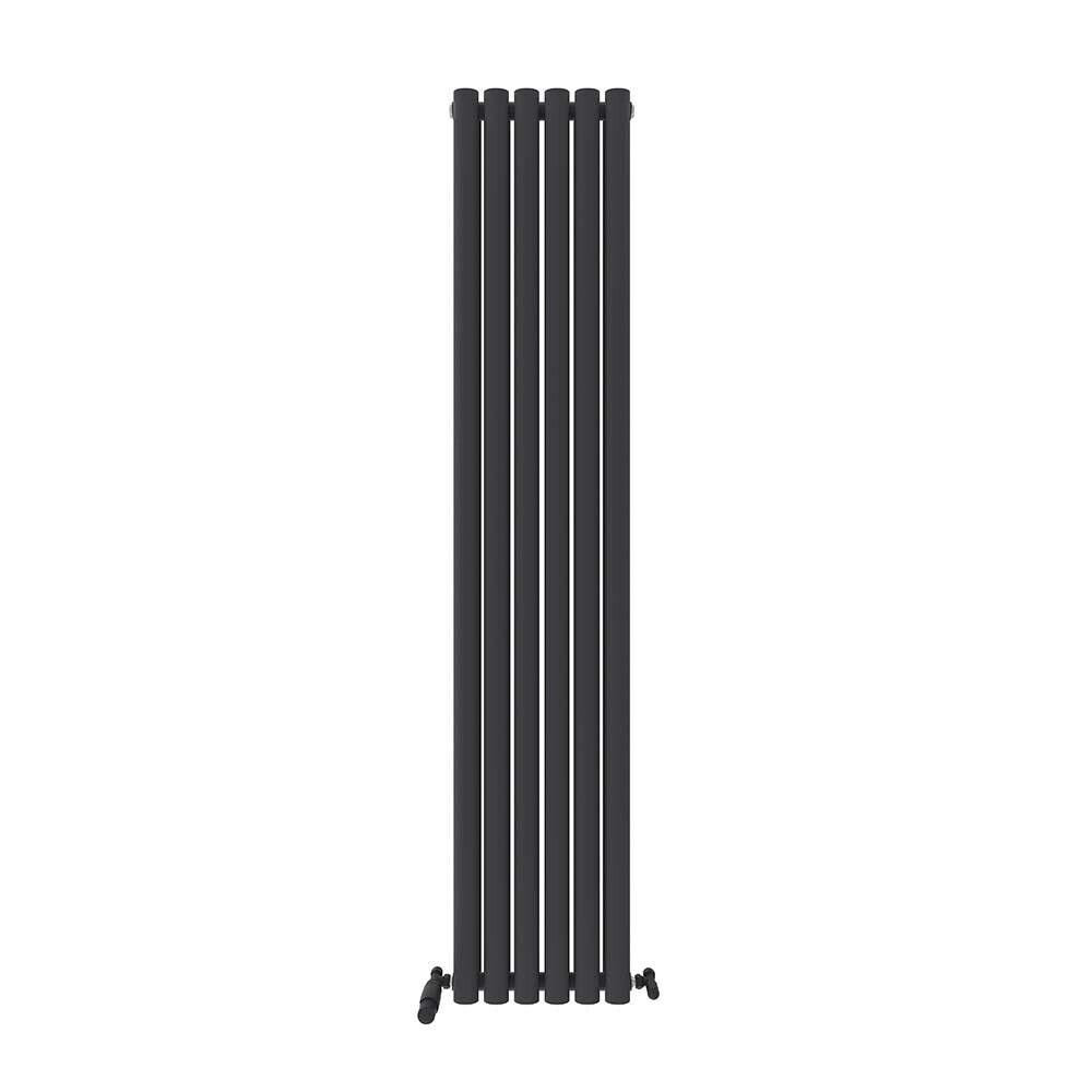 iBathUK Princia Vertical Double Oval Panel Radiator Angled Valve