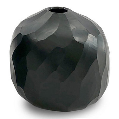 Vase décoratif Fory, cadre en verre, bouche étroite, finition noire, 7 pouces