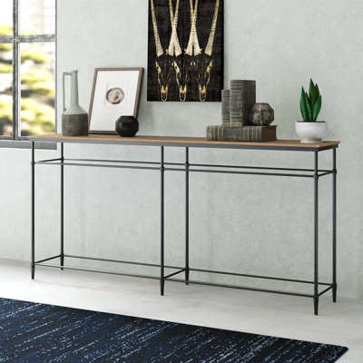 Rainville 74" Mango Solid Wood And Metal Sofa Console Table