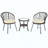 3-Piece Outdoor Rattan Bistro Set, 2 Wicker Chairs & Round Glass Table for Patio, Balcony & Courtyard-1707136840