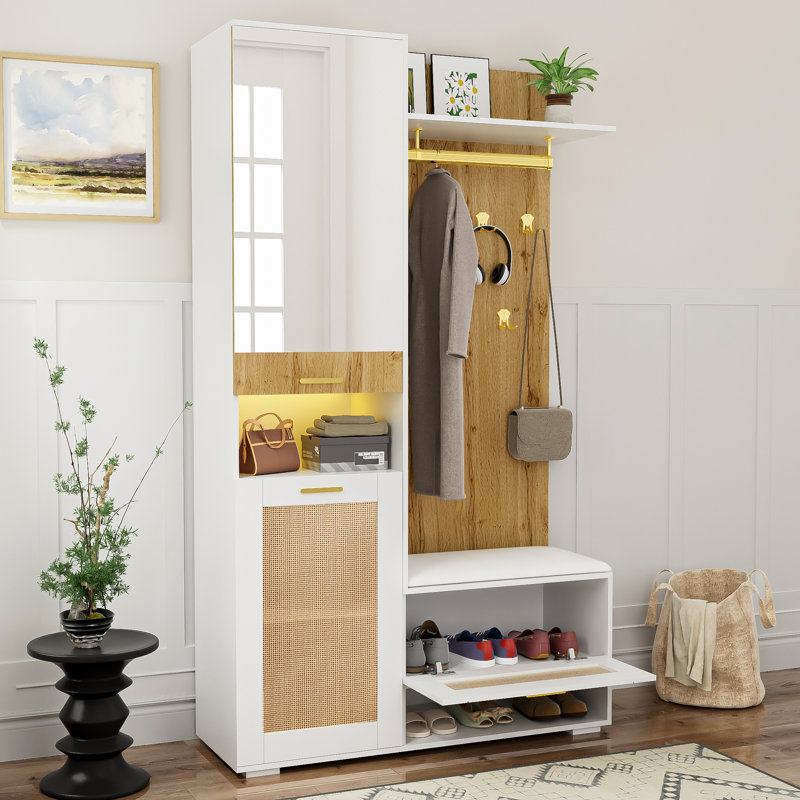 110 cm W Hall Tree with Storage Bench and Shoe Storage