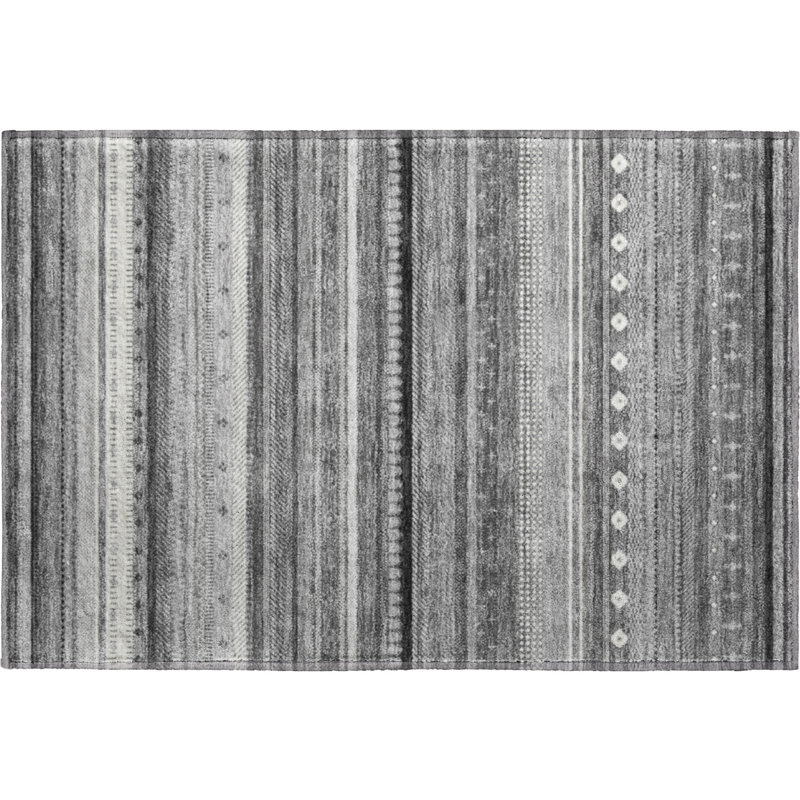 Tapis rayé de qualité supérieure Mayfield, Gris, 1 pi 8 po x 2 pi 6 po