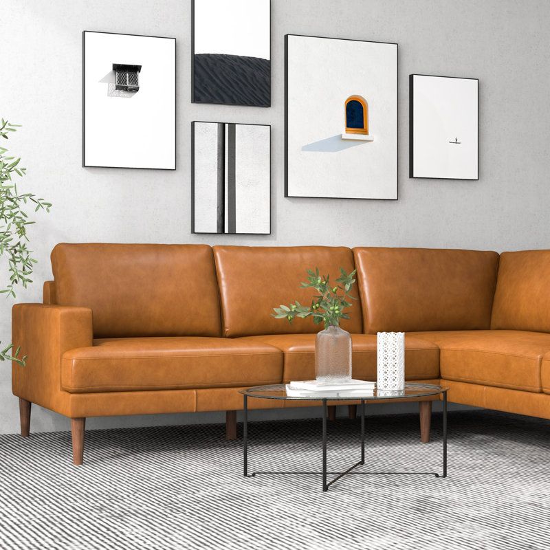 Amarra 107" Wide Genuine Leather Sectional Sofa, Right Hand Facing