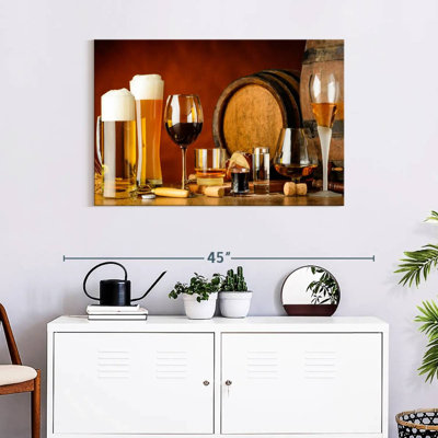 Vin et bière sur une impression sur toile