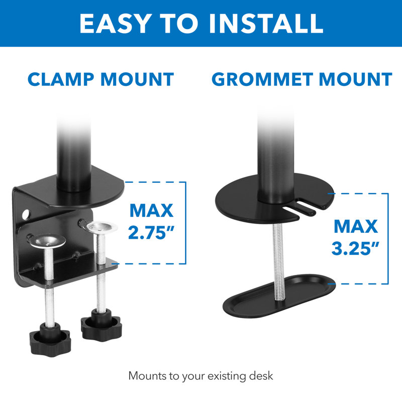 Black Heavy Duty Steel Full Motion Triple Monitor Desk Mount