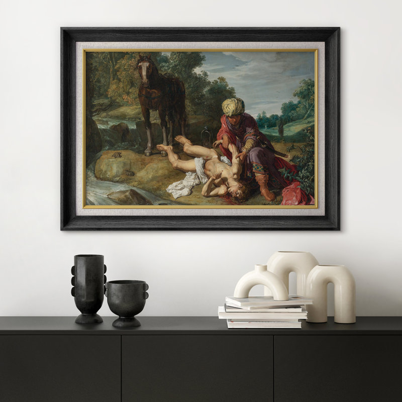 «The Good Samaritan Biblical Art», photos de salon, impression sur toile encadrée sur toile., H 26 po x l 36 po