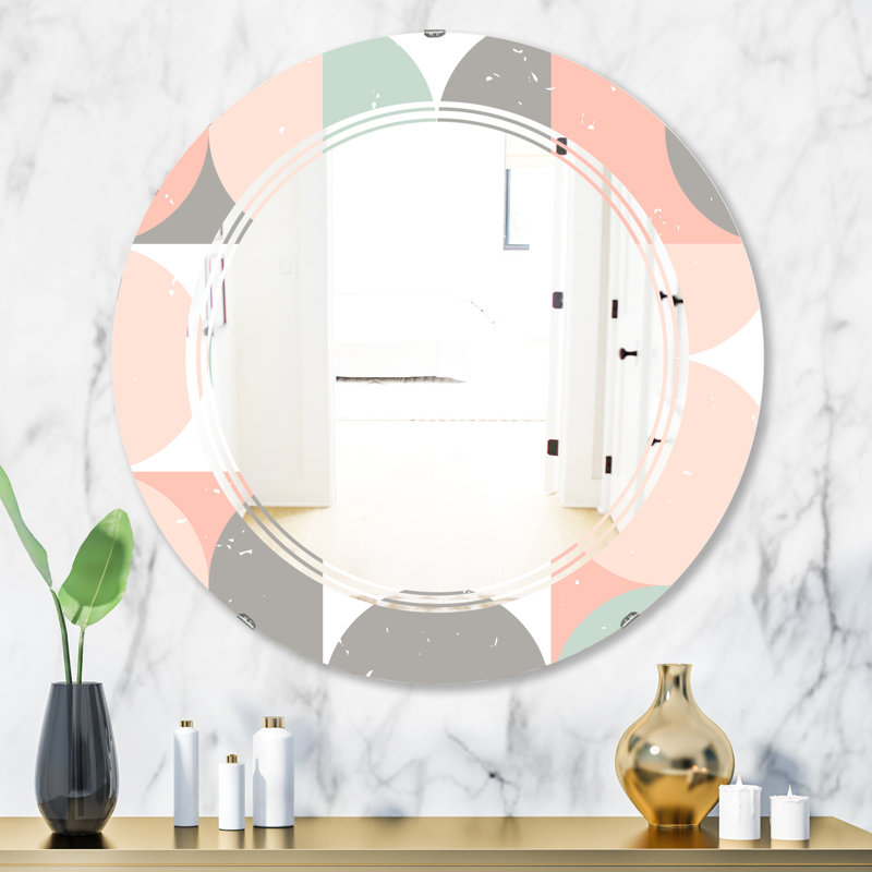 Miroir mural moderne sans cadre en forme de cercle ii triple c, H 31,5 po x l po