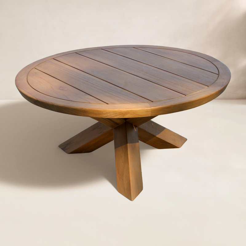 Table basse ronde en teck de 39 po de diamètre