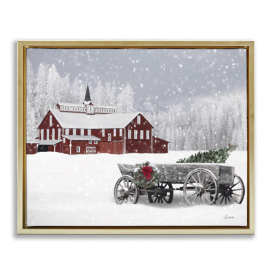 «Winter Wagon Scene», art mural encadré par Lori Deiter