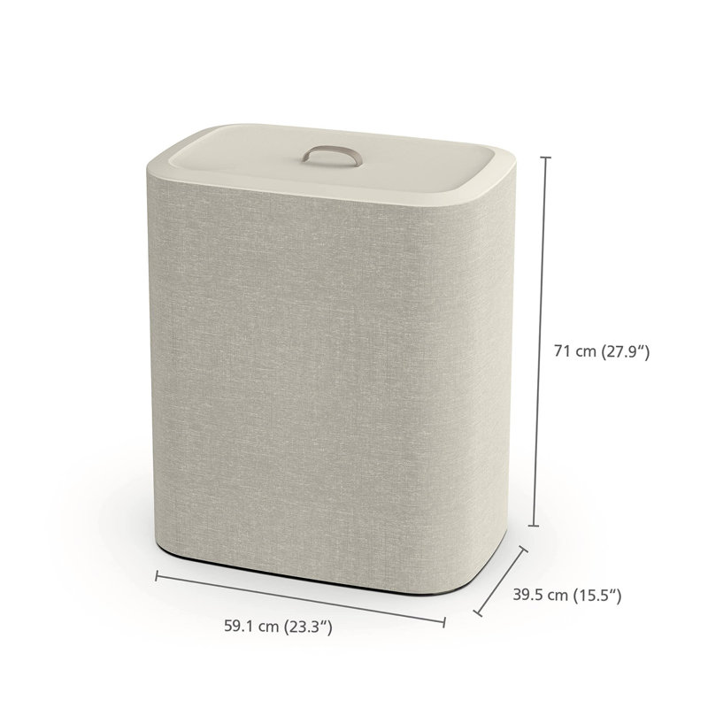 90 Liter Laundry Hamper with Lid, Ecru