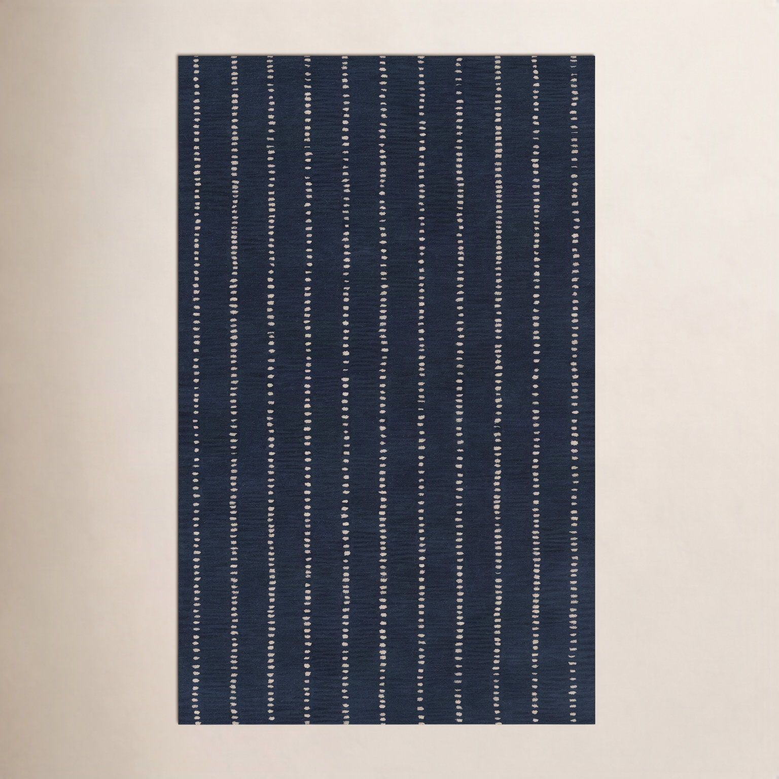 Nichols Navy Hand-Tufted Striped Wool Rug, Rectangle 8' x 10'