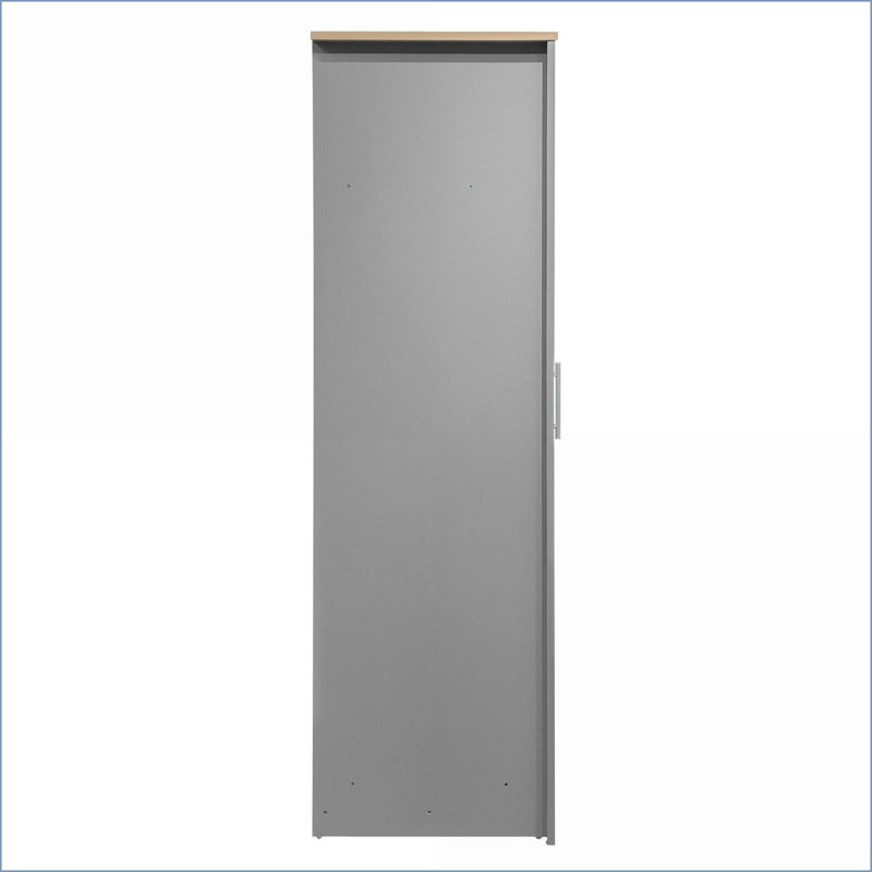 Commodes et garde-robes, garde-robe de rangement à 3 portes avec 2 tiroirs et 2 tringles de suspension | Gris | Panneau de fibres à densité moyenne