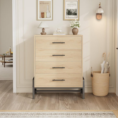 4-Drawer Tall Dresser with Storage, 38.6" Freestanding Wooden Chest for Bedroom, Living Room, Entryway