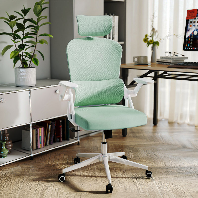 Omir Ergonomic Office Chair With Lumbar Support & Flip Up Arms Home Office Desk Chairs Rockable Swivel High Back Computer Chair  Mesh Study Chair