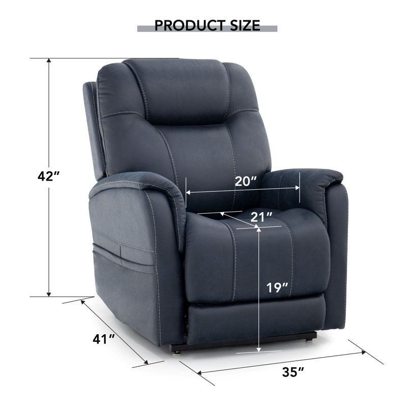 Luvell Upholstered Recliner, Blue Polyester