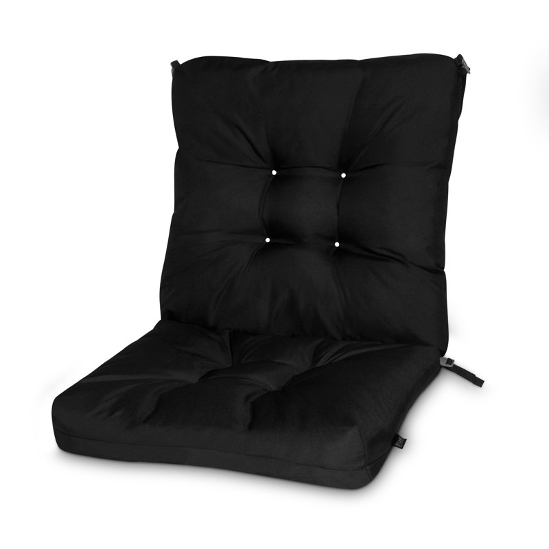 Outdoor 5'' Dining Chair Seat / Back Cushion, Black Solid Color