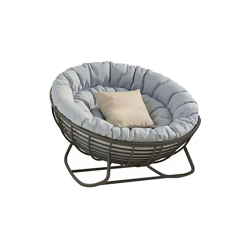 Chaise berçante en métal Luxury, Bleu pastel, Noir