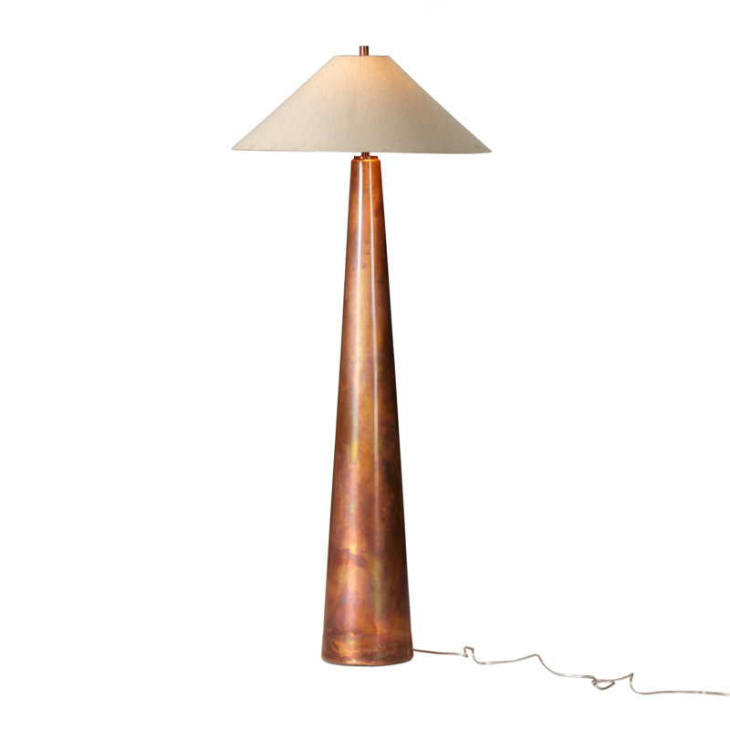 Romani Floor Lamp, Yellow Brown, Metal, Iridescent Acid Wash