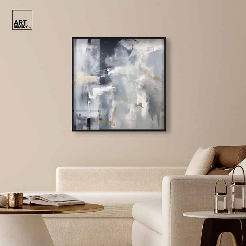 Art mural bleu Contemplative Blues II par Art Remedy, H 41 po x l 41 po, Noir
