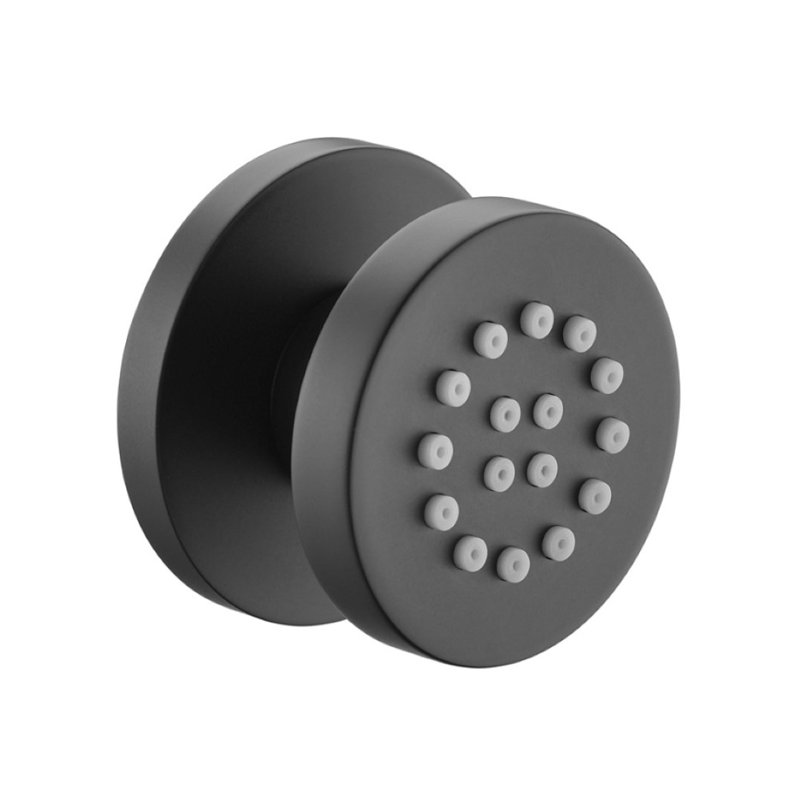 Système de douche à pression équilibrée avec valve brute Aqua Rondo, Noir mat
