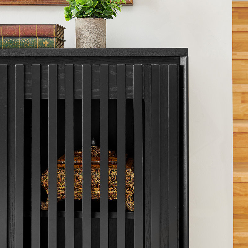 Armoire Buffet avec rangement cannelé Westover, Noir