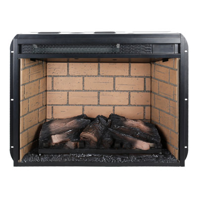 23" Infrared Quartz Heater Fireplace Insert - Woodlog Version With Brick Look. 1500w Heat Output. 5000 /hr. Realistic Flame Effect. 4 Adjustable Brigh