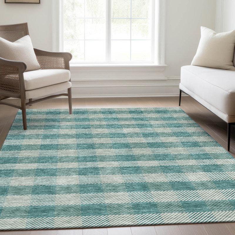 Premium Machine Washable Prisco Teal Rug, Rectangle 2'6" x 3'10"