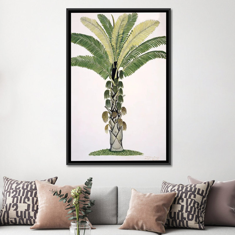 Palmier, œuvre d'art - reproduction d'art murale - toile encadrée, 60" x 40", Framed Canvas, Noir
