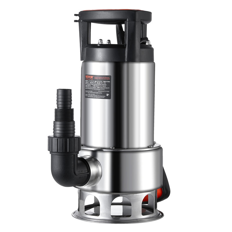 Pompe de puisard 1HP, 4020GPH, pompe à boues submersible en acier inoxydable 30 pieds