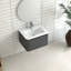 Meuble-lavabo mural gris de 24 po, lavabo intégré en céramique blanche, poignée inclinée à 45 °, tiroir à fermeture en douceur, imperméable, rangement spacieux, style pour la salle de bain, contreplaqué facile à installer, tiroir