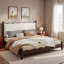 Lit plateforme en bois avec tête de lit tapissier festonnée-1591660061-1591660060